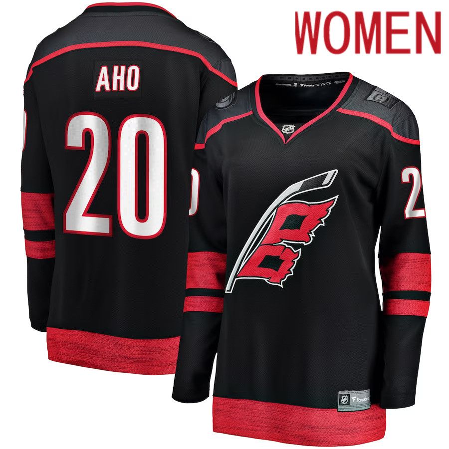 Women Carolina Hurricanes #20 Sebastian Aho Fanatics Branded Black Alternate Premier Breakaway NHL Jersey